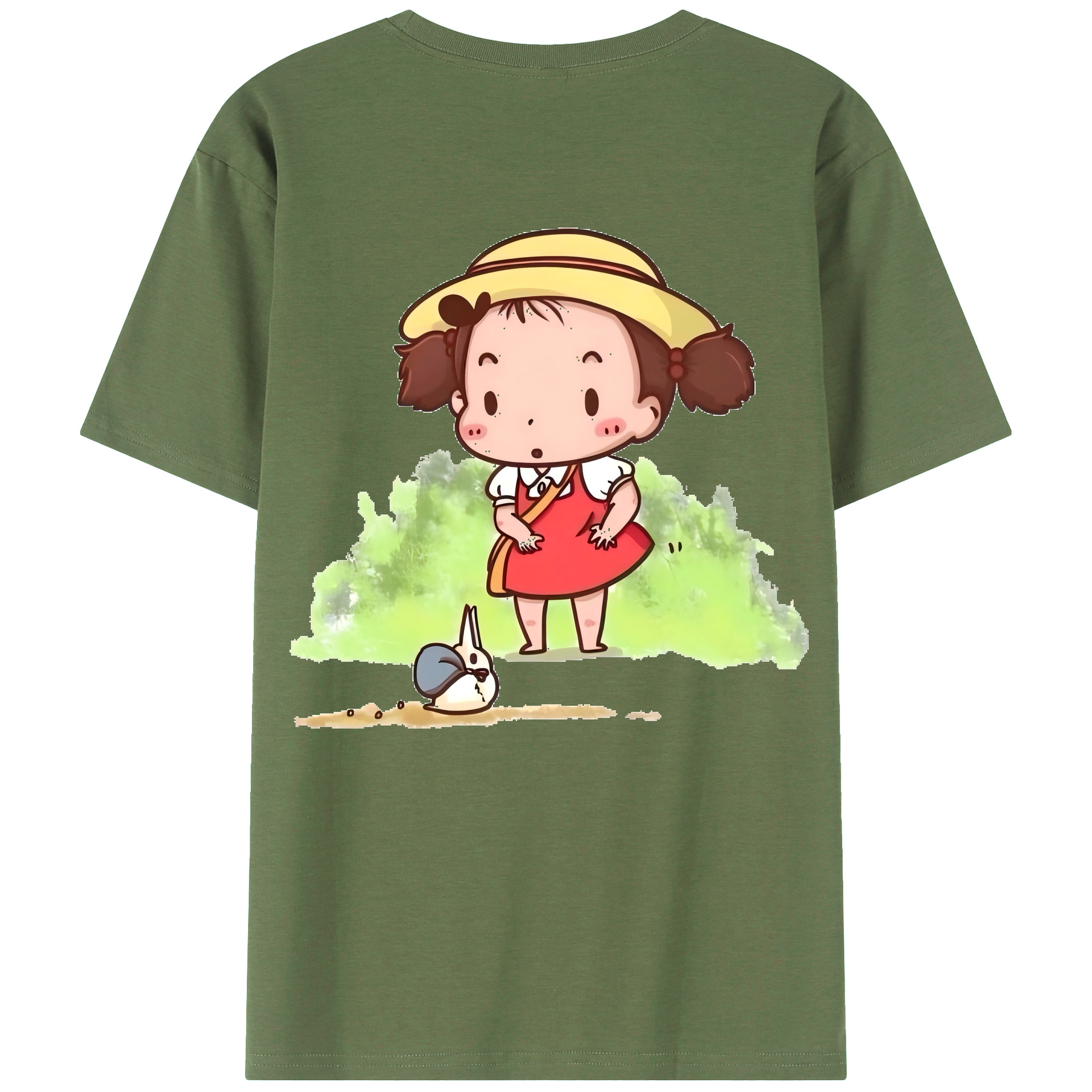 （画像用） となりのトトロ 草壁メイ 草壁サツキ My Neighbor Totoro Satsuki Kusakabe Mei Kusakabe 綿100％ メンズ半袖Tシャツ（バックプリント） 通気性